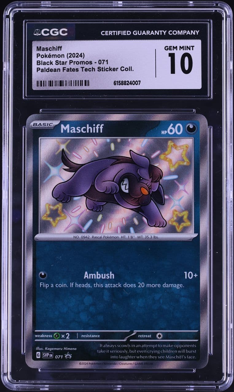 Pokemon Scarlet & Violet Promo Paldean Fates Teck Sticker Shiny Maschiff #071