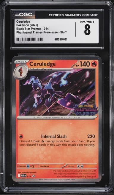 Pokemon Mega Evolution Promo Phantasmal Flames Prerelease Staff Ceruledge