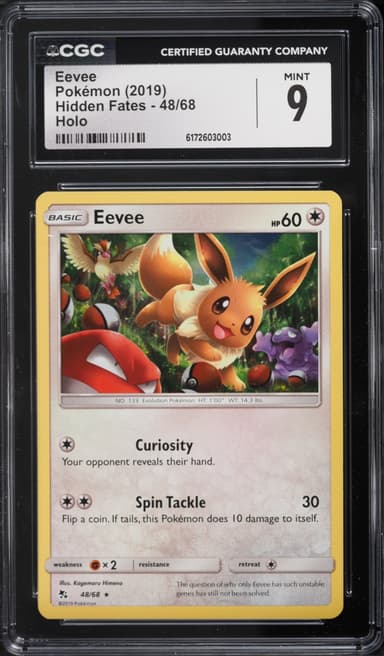 Pokemon Sun & Moon Hidden Fates Holo Eevee #48