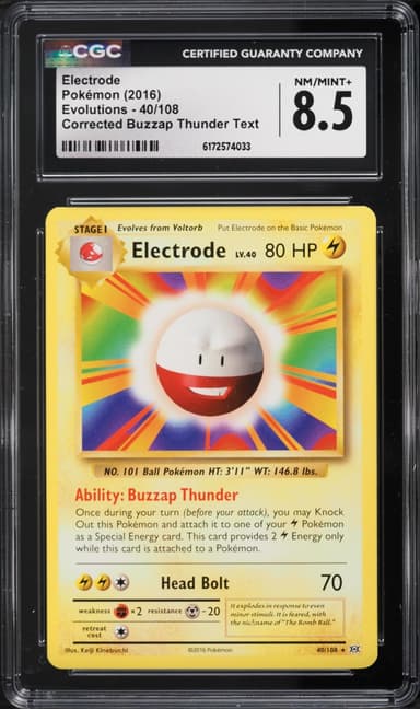 Pokemon XY Evolutions Corrected Buzzap Thunder Text Electrode #40