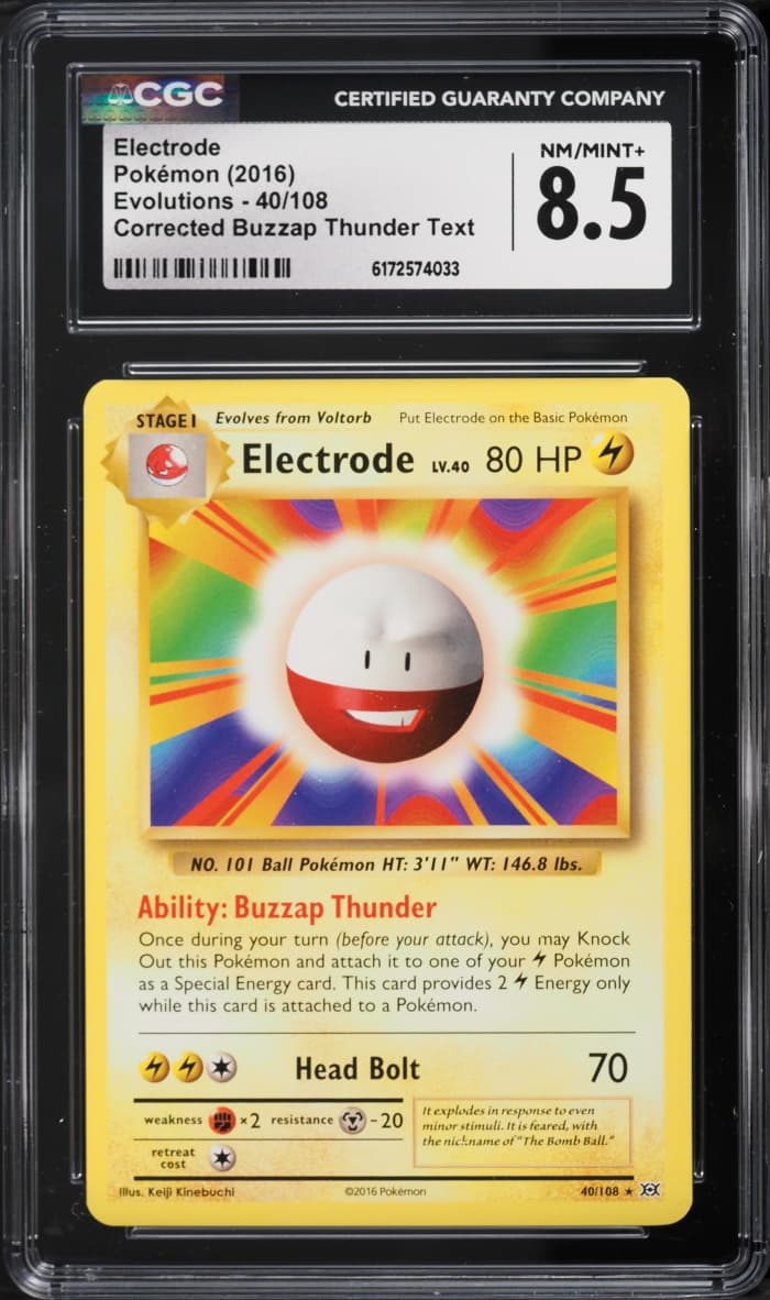 Pokemon XY Evolutions Corrected Buzzap Thunder Text Electrode #40