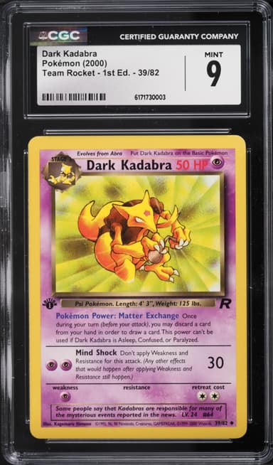 Pokemon Team Rocket 1st Edition Dark Kadabra #39