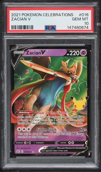 Pokemon Sword & Shield Celebrations Holo Zacian V #16