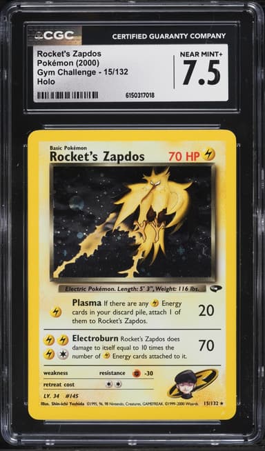 Pokemon Gym Challenge Holo Rocket's Zapdos #15