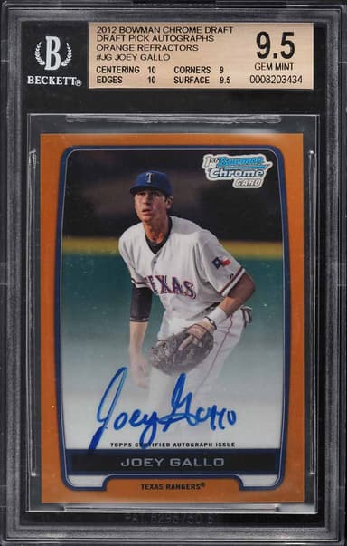 Bowman Chrome Draft Orange Refractor Joey Gallo PROSPECT AUTO /25 #BCA-JG