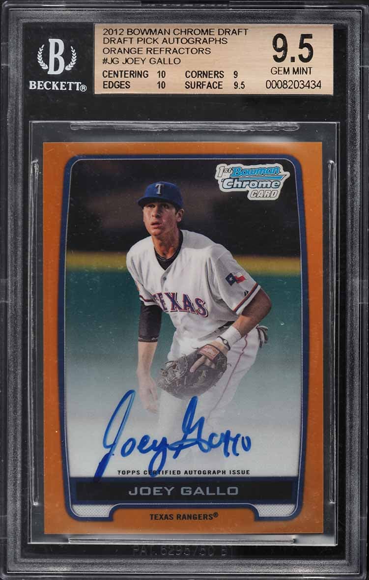 Bowman Chrome Draft Orange Refractor Joey Gallo PROSPECT AUTO /25 #BCA-JG