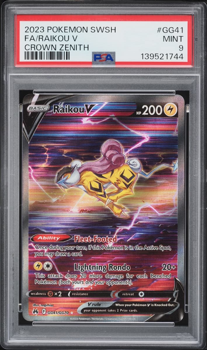 Pokemon Sword & Shield Crown Zenith Full Art Raikou V #GG41