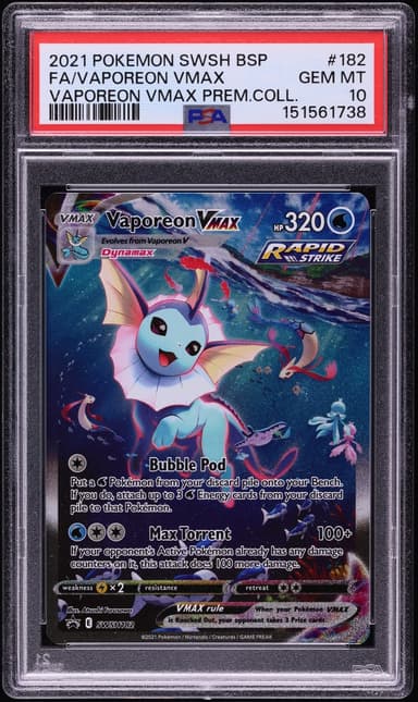 Pokemon SWSH Promo VMAX Premium Collection Full Art Vaporeon VMAX #182