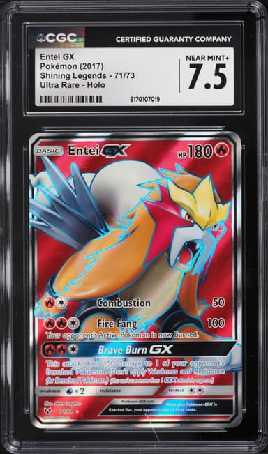 Pokemon Sun & Moon Shining Legends Full Art Entei GX #71
