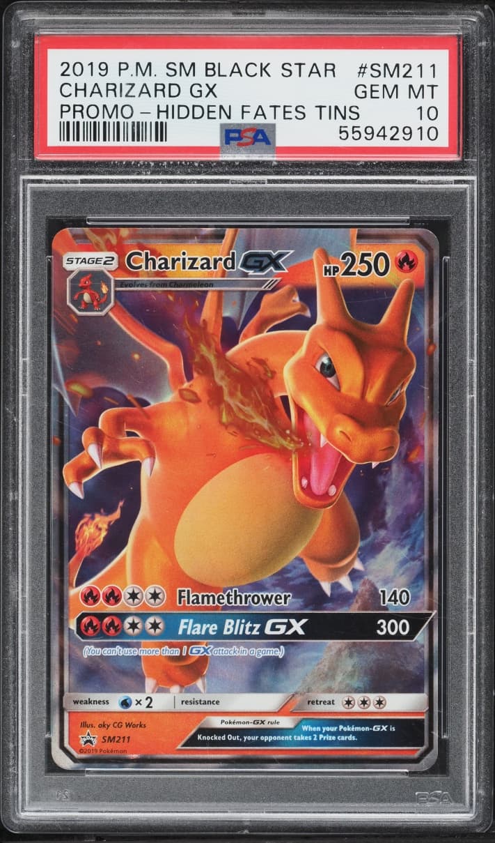 Pokemon Sun & Moon Promo Hidden Fates Holo Charizard GX #SM211