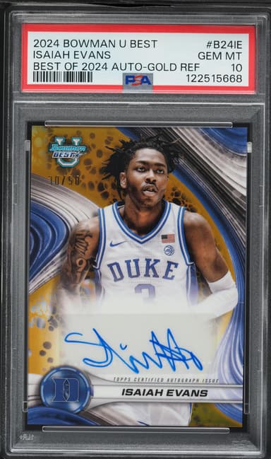 Bowman U Best Of '24 Gold Refractor Isaiah Evans ROOKIE AUTO /50 #B24-IE