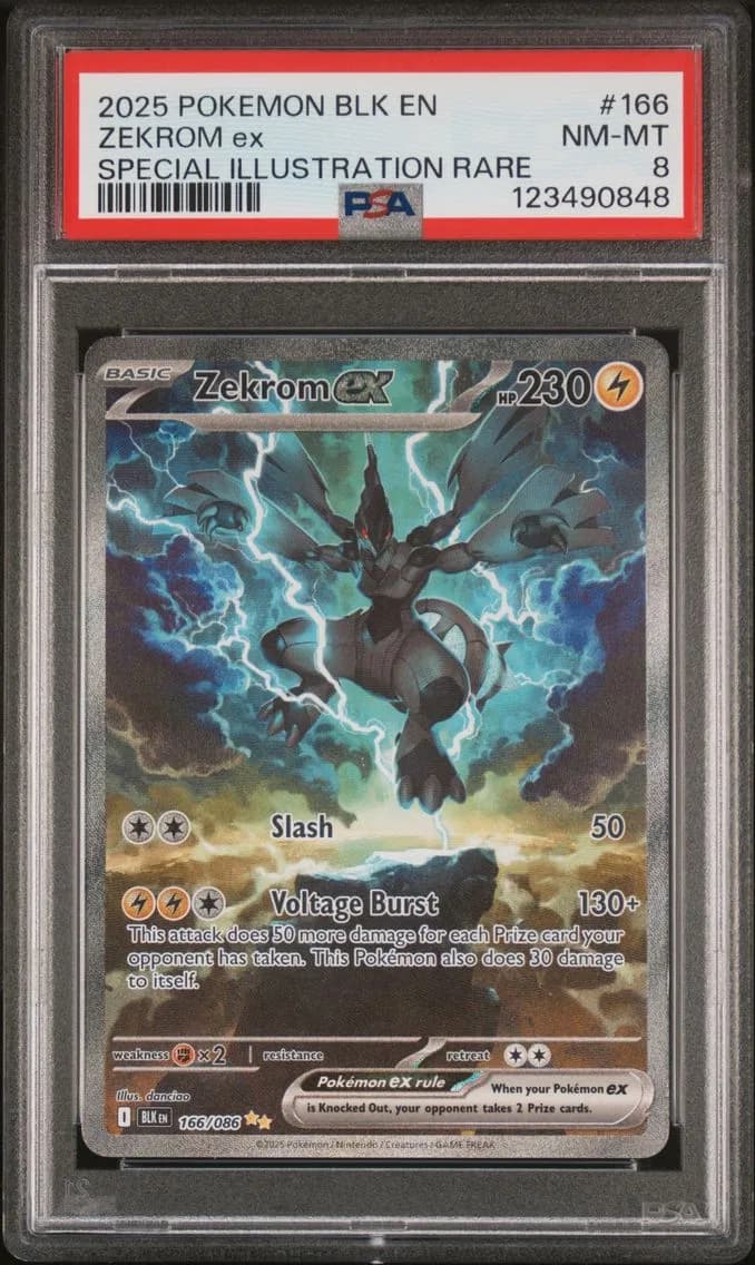 2025 #166 Zekrom EX PSA 8 Blk EN