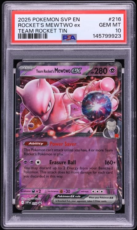 Pokemon Scarlet & Violet Promo Team Rocket Tin Holo Rocket's Mewtwo ex #216