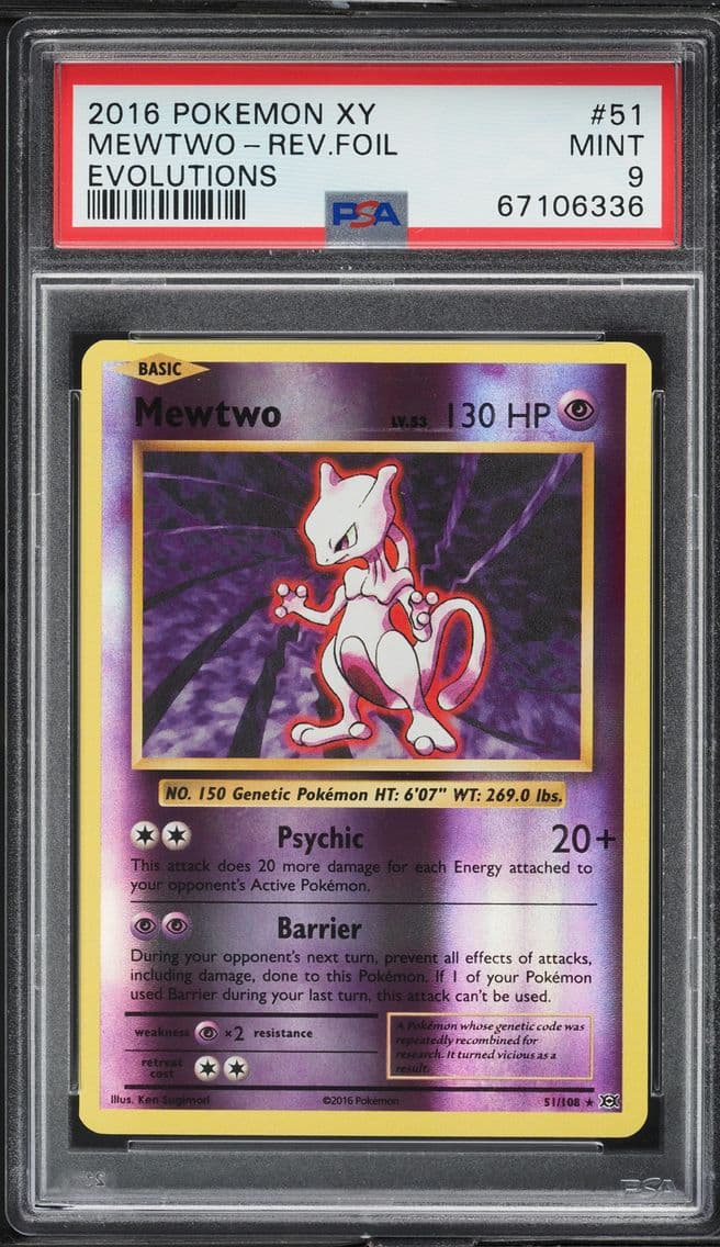 2016 #51 Mewtwo-Reverse Foil PSA