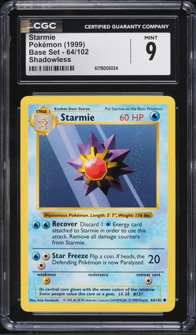 Pokemon Base Set Shadowless Starmie #64