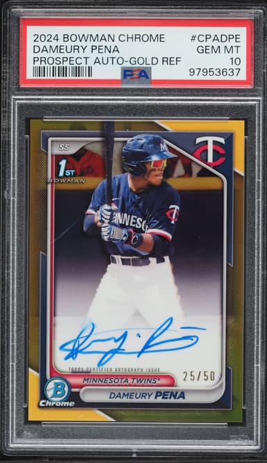 Bowman Chrome Gold Refractor Dameury Pena PROSPECT AUTO /50 #CPA-DPE