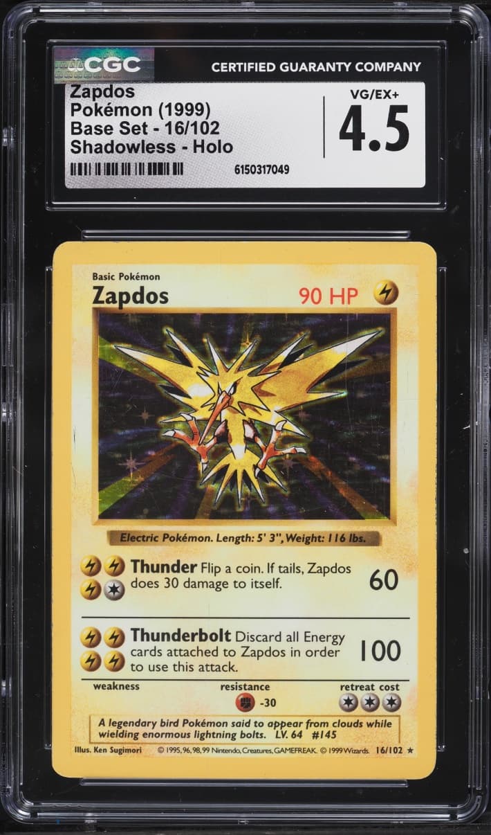 Pokemon Base Set Shadowless Holo Zapdos #16