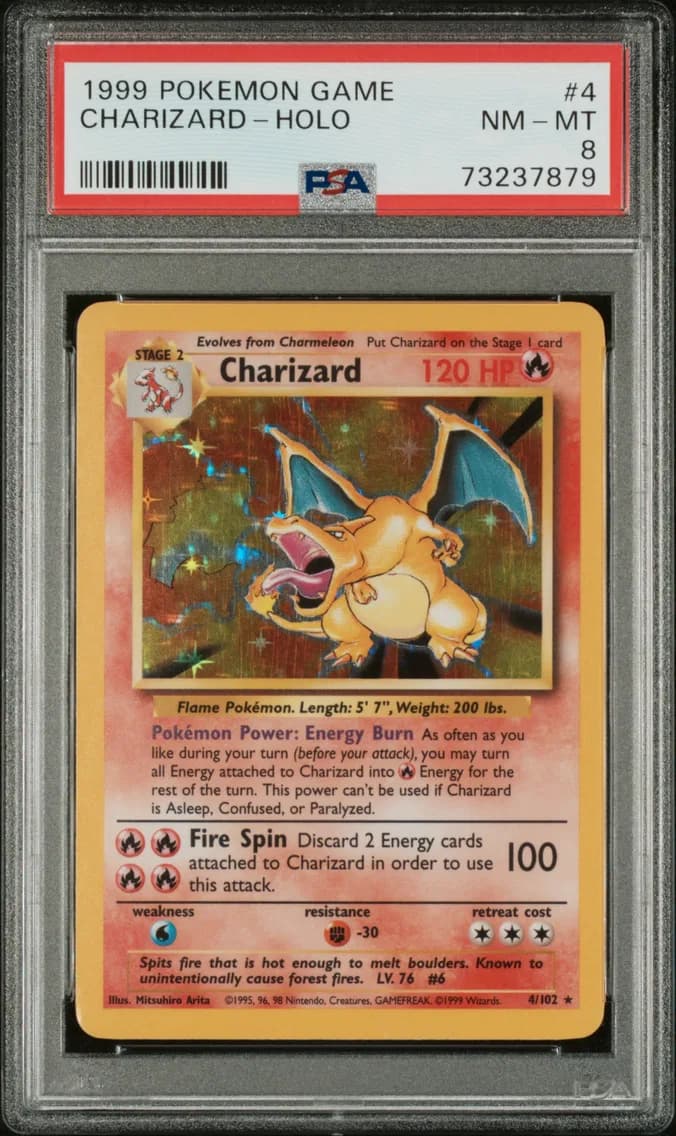 1999 #4 Charizard-Holo PSA 8 Gam