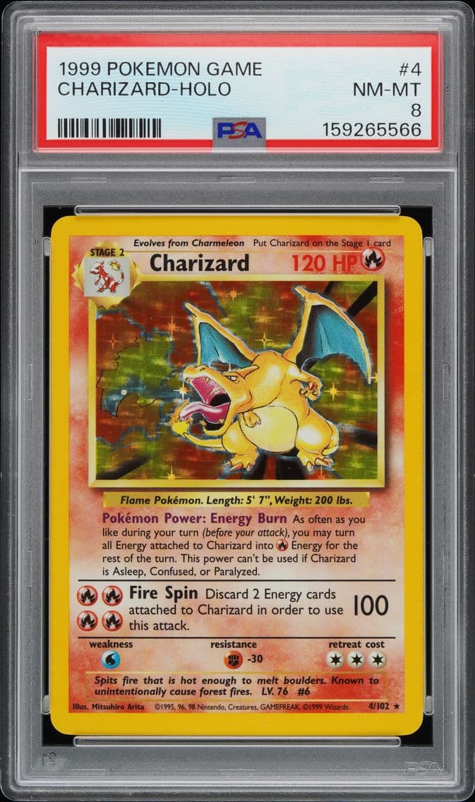 1999 #4 Charizard-Holo PSA 8 Gam