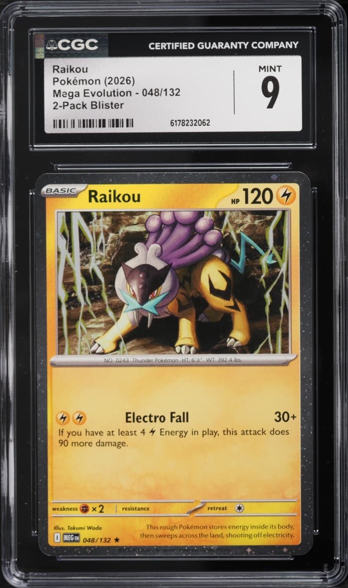 Pokemon Mega Evolution 2 Pack Blister Cosmos Holo Raikou #48