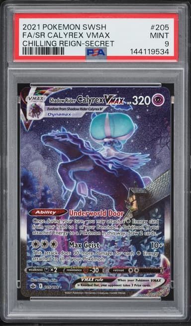 Pokemon Sword & Shield Chilling Reign Full Art Shadow Rider Calyrex VMAX #205