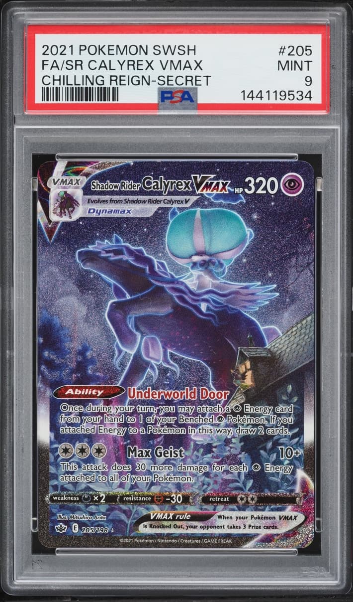 Pokemon Sword & Shield Chilling Reign Full Art Shadow Rider Calyrex VMAX #205