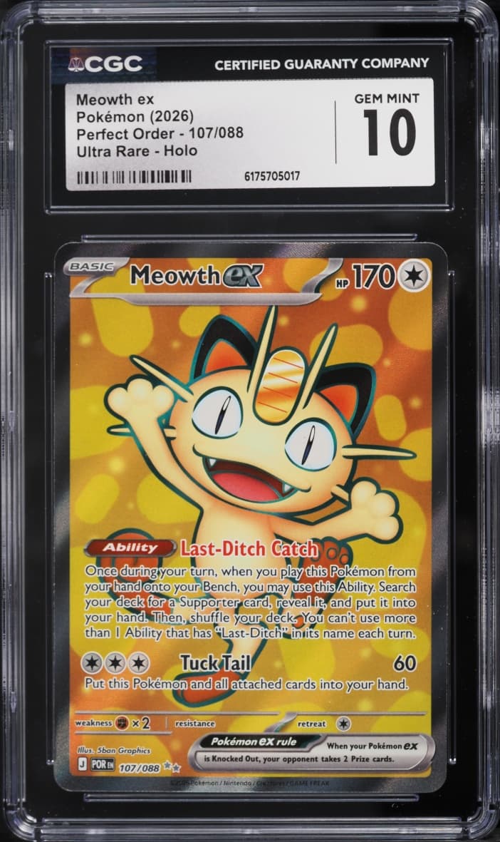 Pokemon Mega Evolution Perfect Order Full Art Meowth ex #107