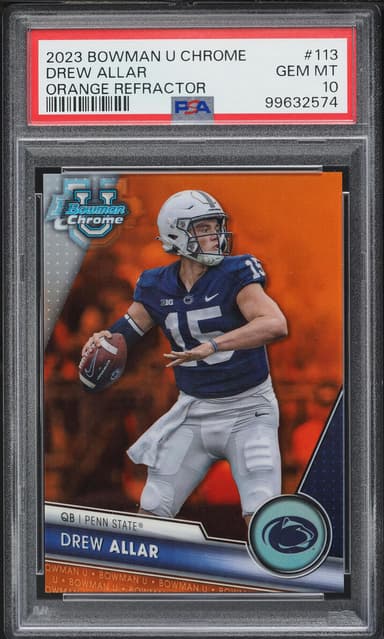 Bowman Chrome University Orange Refractor Drew Allar ROOKIE /25 #113
