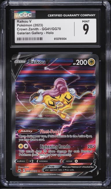 Pokemon Sword & Shield Crown Zenith Galarian Gallery Full Art Raikou V #GG41