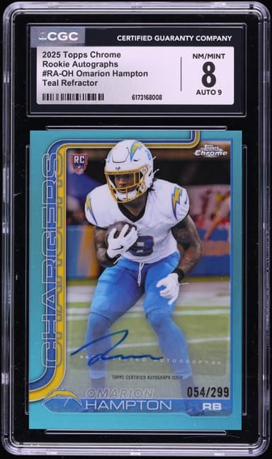 Topps Chrome Teal Refractor Omarion Hampton ROOKIE AUTO /299 #RA-OH