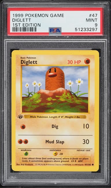 Pokemon Base Set Shadowless 1st Edition Diglett #47