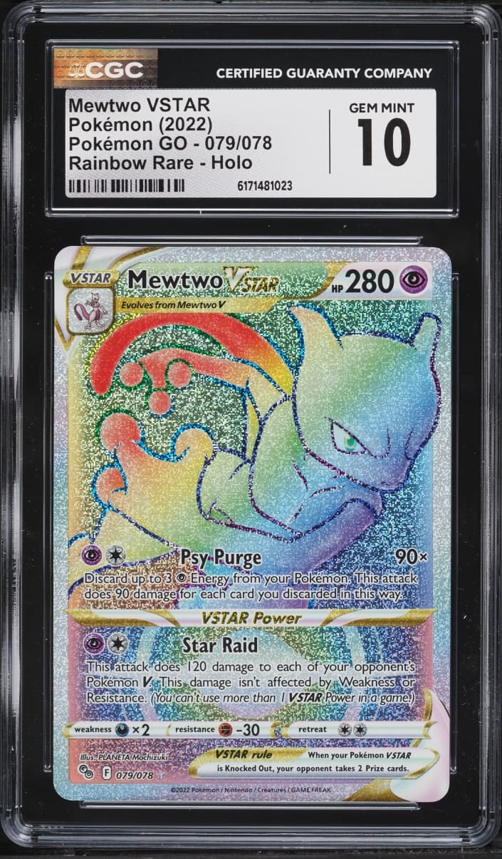 Pokemon Sword & Shield Pokemon GO Rainbow Rare Mewtwo VSTAR #79
