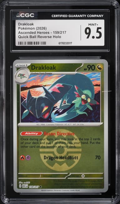 Pokemon Mega Evolution Ascended Heroes Quick Ball Reverse Holo Drakloak #159