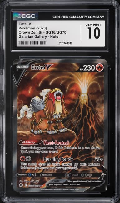 Pokemon SWSH Crown Zenith Galarian Gallery Full Art Entei V #GG36