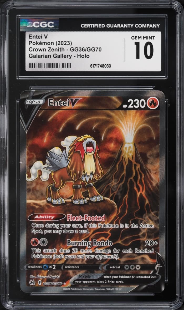 Pokemon SWSH Crown Zenith Galarian Gallery Full Art Entei V #GG36
