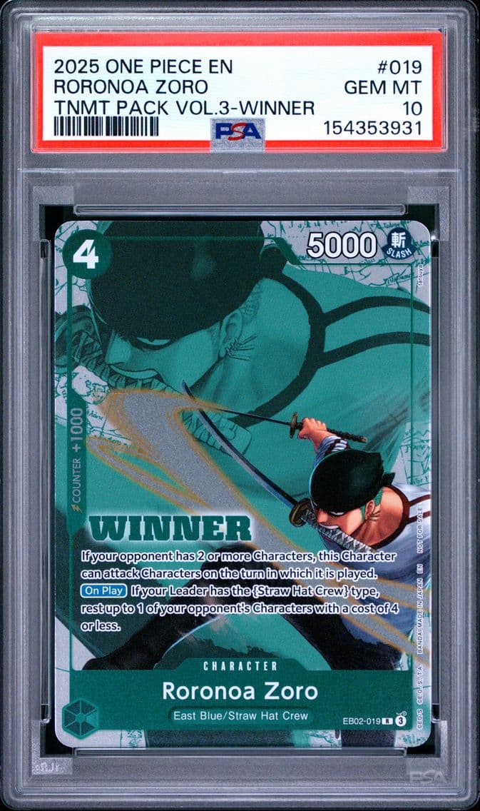 2025 #019 Roronoa Zoro PSA 10 On