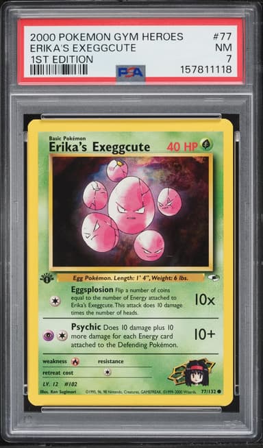 Pokemon Gym Heroes 1st Edition Erika's Exeggcute #77