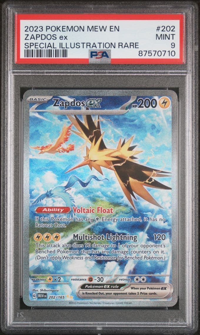 2023 #202 Zapdos EX PSA 9 Mew EN