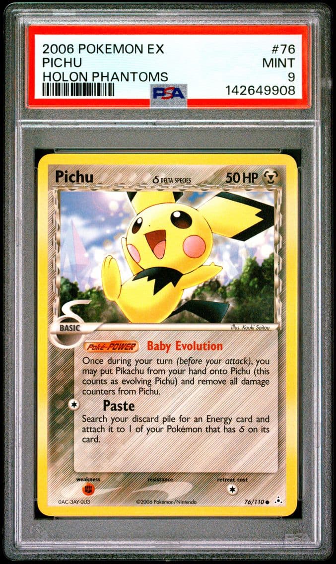 2006 #76 Pichu PSA 9 EX Holon Ph