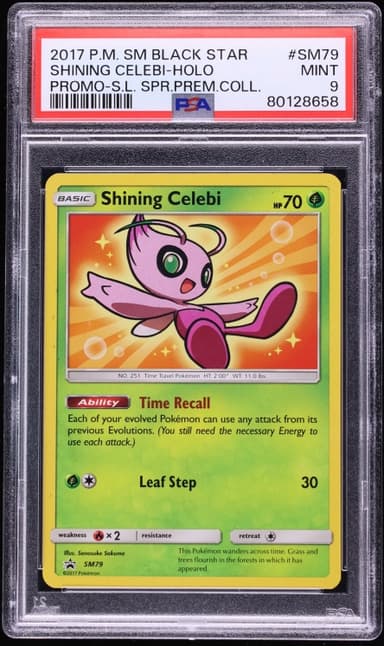 Pokemon Sun & Moon Promo Shining Legends Super Premium Holo Shining Celebi #SM79