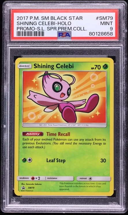 Pokemon Sun & Moon Promo Shining Legends Super Premium Holo Shining Celebi #SM79