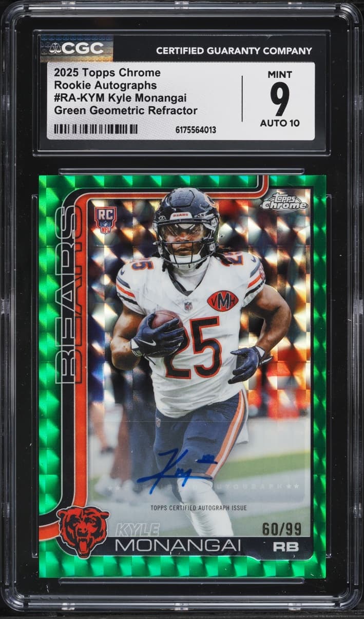 Topps Chrome Green Geometric Refractor Kyle Monangai ROOKIE AUTO /99 #RA-KYM