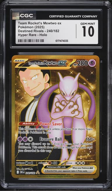 Pokemon SV Destined Rivals Gold Rare Team Rocket's Mewtwo ex #240