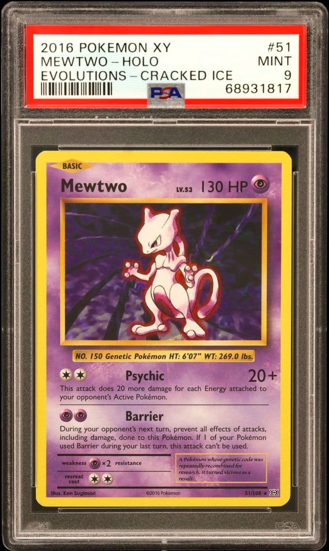 2016 #51 Mewtwo-Holo PSA 9 XY Ev