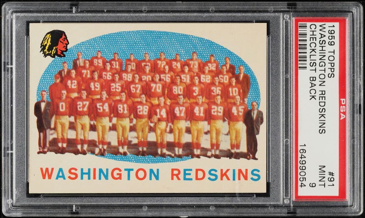 Topps Football Washington Redskins CHECKLIST BACK #91