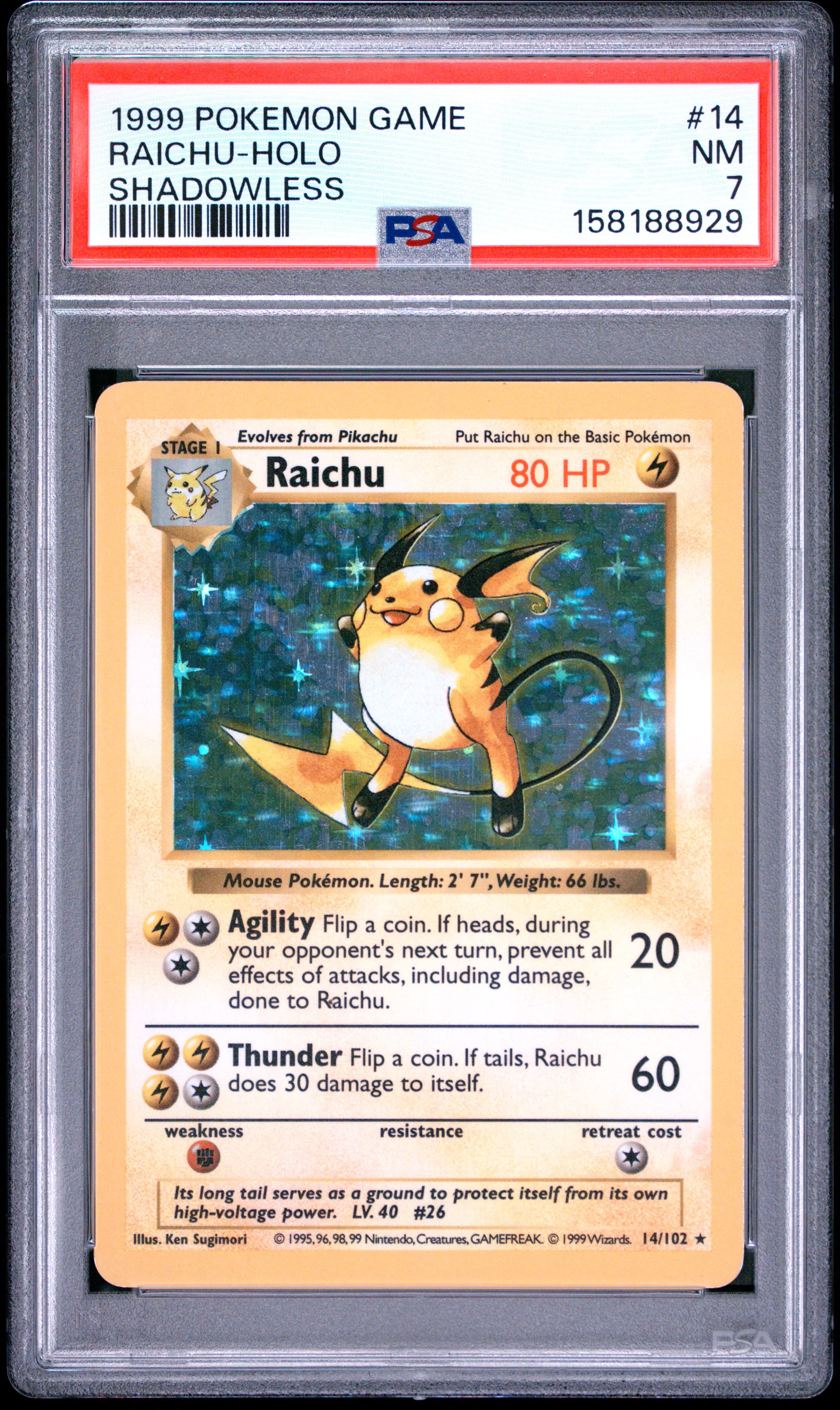 Raichu-Holo Shadowless
