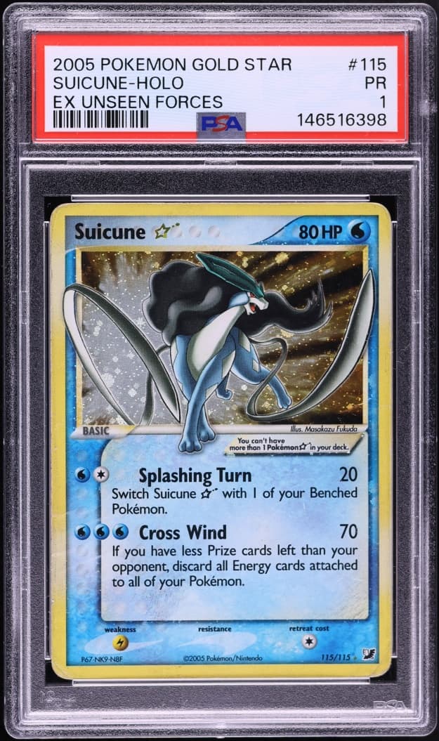 Pokemon EX Unseen Forces Holo Suicune Gold Star #115