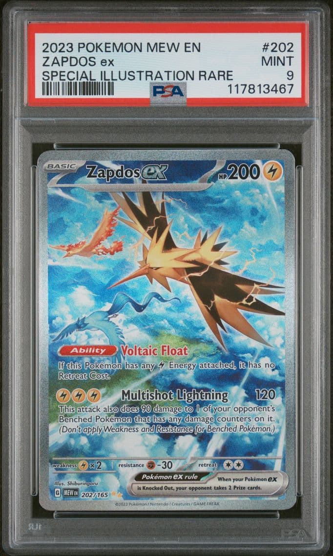 2023 #202 Zapdos EX PSA 9 Mew EN