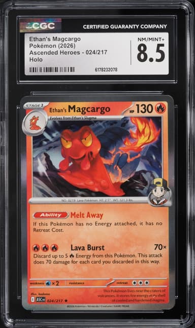 Pokemon Mega Evolution Ascended Heroes Holo Ethan's Magcargo #024