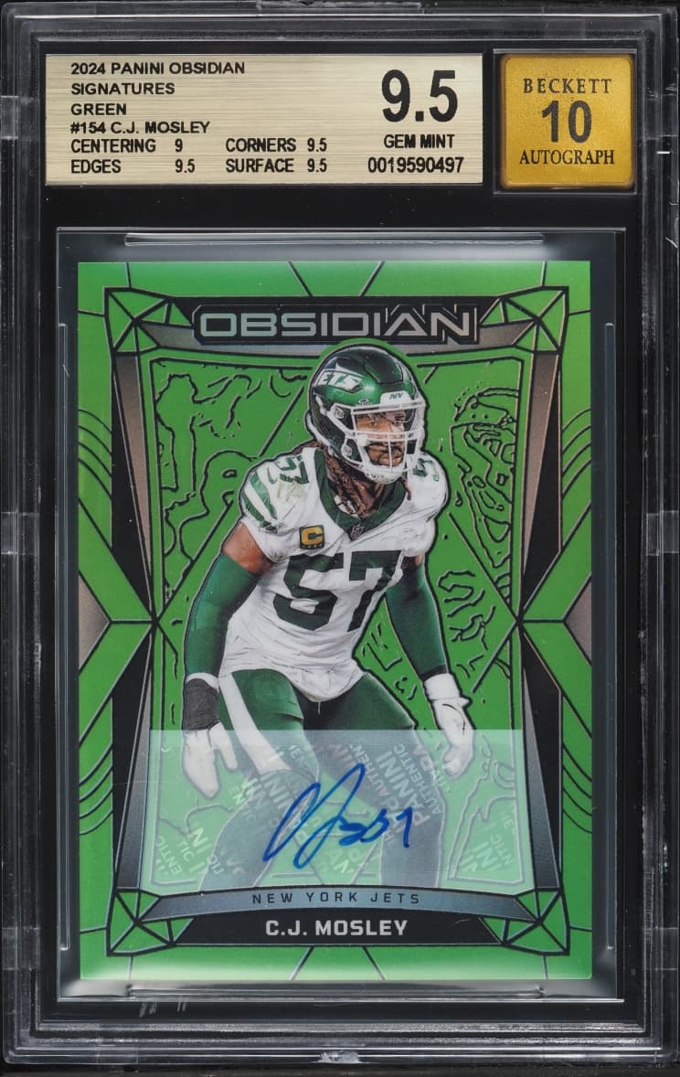 Panini Obsidian Green C.J. Mosley AUTO /5 #154